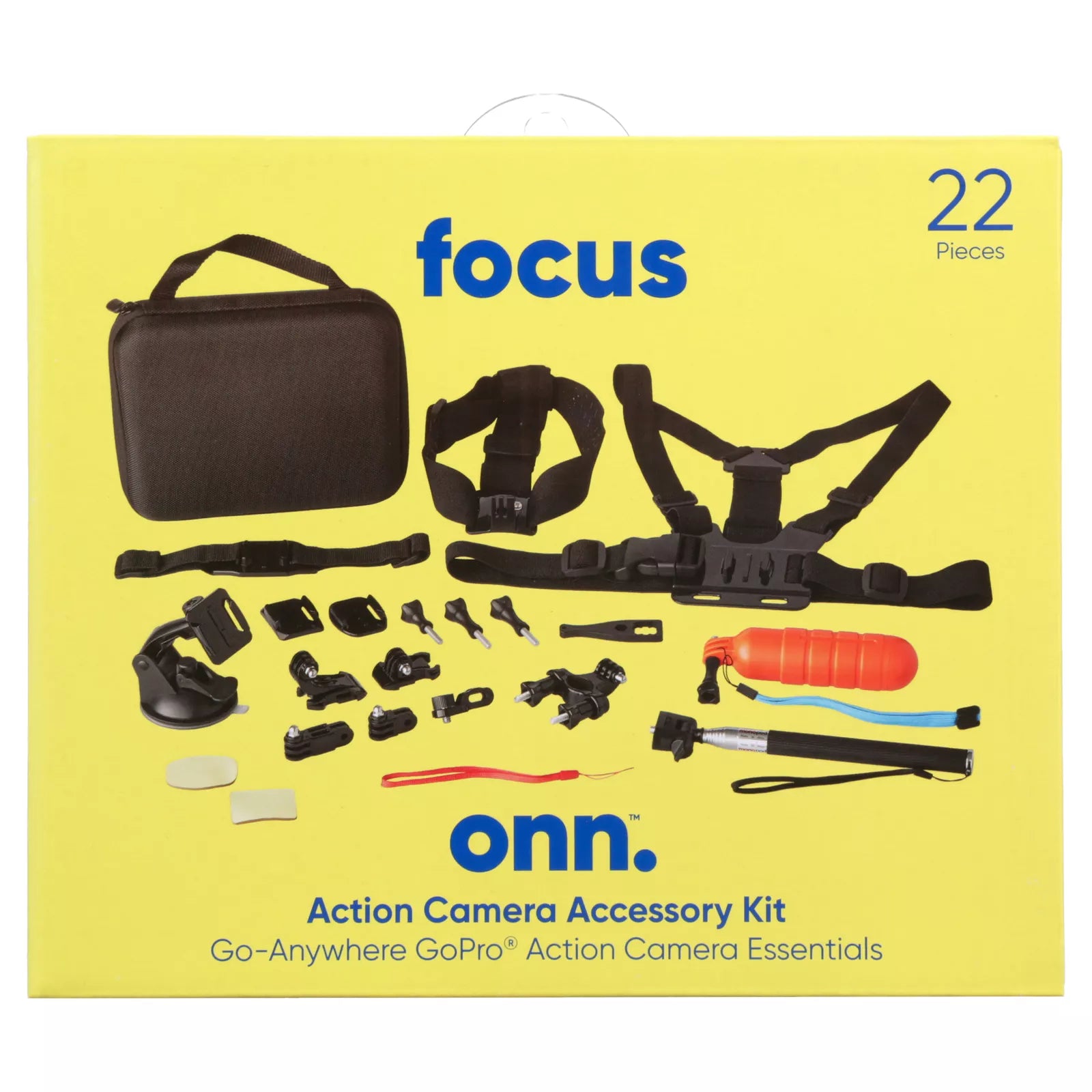Onn. Action Camera Accessory Kit Bundle 22 pieces open box